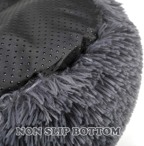 otoez Kitten Puppy Bed - Extra Small Round Dog Cat Bed, Anti Anxiety Plush, Washable (15.7", Dark Grey)