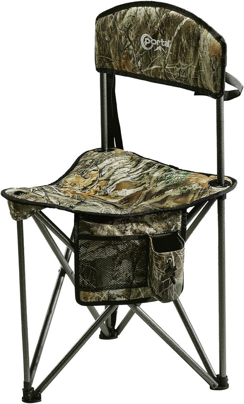 PORTAL Extra Large Quick Folding Tripod Stool with Backrest, Fishing Camping Chair with Carry Strap