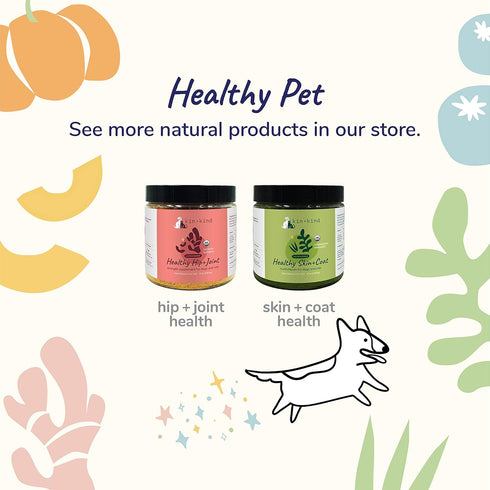 kin+kind Organic Pumpkin Powder for Dogs & Cats, Natural Formula with Flax Seed, Ginger, Turmeric, Coconut - 8oz