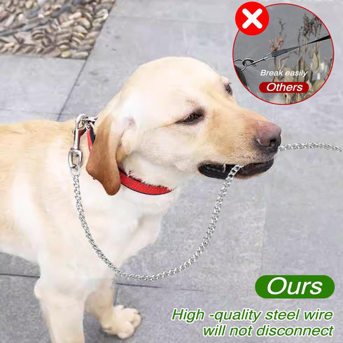 Heavy Duty Metal Dog Leash, 6FT Stainless Steel Cuban Link Chain with Soft Padded Handle for Medium Big Dogs
