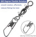 JSHANMEI Fishing Snap Swivels Rolling Barrel Swivels with Safety Snaps, Black Nickel Coated, High Strength Copper