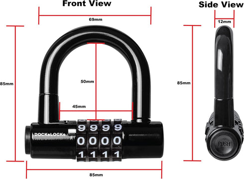 Security Cable Lock Set - 5' to 25' Weatherproof Keyless U-Lock with Combination for Bikes and Equipment