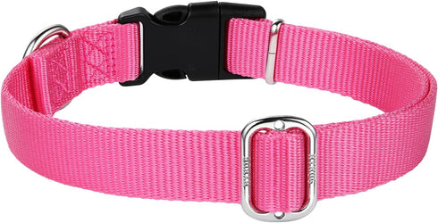 Hyhug Pets Classic Heavy Duty Collar - Solid Color Regular Collar for Large Medium Small Dogs, Candy Pink, Small