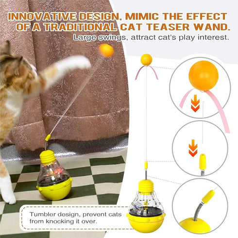 RXJPASD Boredom Buster Cat Interactive Feeder Toy, Tipping & Spinning Action Food Play Toy for Cats(Purple)