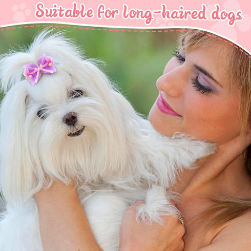 100 Pieces Dog Bows, Cute Dog Puppy Hair Bows, Multicolor Girl Dog Accessories, Small Dog Hair Bows with Strong Rubber