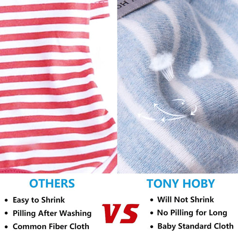 TONY HOBY Stripes 4 Legged Pet Dog Pajamas, Soft Cotton Jumpsuit for Dogs (XL, Blue+White-Boys)