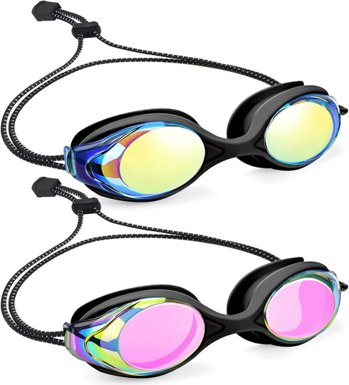 Vvinca Kids Swim Goggles with Bungee Strap, No Leaking Anti Fog for Ages 3-14