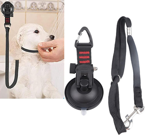 Dog Bathing Tether with Heavy Suction Cup, Rubber Bathing Leash with Adjustable Collar for Dogs and Cats, Portable