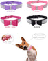 Adjustable Leather Suede Rhinestone Dog Collar, Bling Diamond Bow Tie Collars for Small Medium Large Dogs