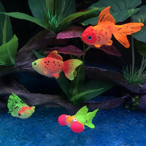 Aquarium Simulation Goldfish, Artificial Fish Moving Floating Fake Fish for Tank, Silicone Luminous