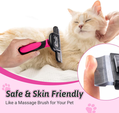 MIU COLOR Long Hair Pet Grooming Brush - Deshedding Tool for Medium and Large Dogs & Cats, Pink