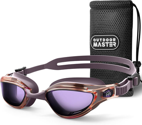 OutdoorMaster Goby Swim Goggles for Adults, Anti-fog, UV Protection, No Leaking, for Men, Women, Youth, Plum