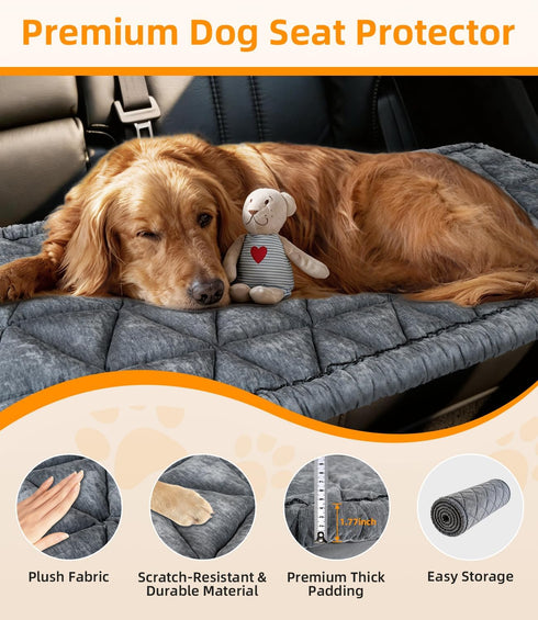 NISSYO.AM Backseat Pet Bed Mat, Non-Slip Dog Seat Cover with Scratch-Resistant Padding, Dog Bed for Cars, Trucks
