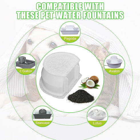 Pet Cat Water Fountain Filters Replacement for Drinkwell Petsafe Fountain, 16 Packs Compatible with Stainless Steel