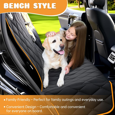100% 600D (54" 59" Dog Car Seat Cover for Back Seat Waterproof, Long-Lasting and Soft Nonslip Backseat Cover for Cars