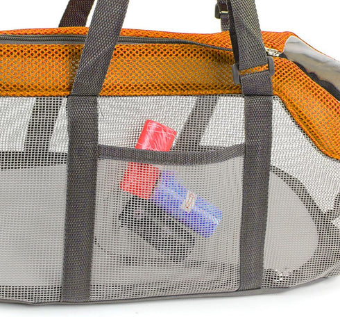 1pc Large Pet Handbag Totes, Mesh Travel Bag, Portable Pet Carrier Bag, Large Puppy Tote in Orange
