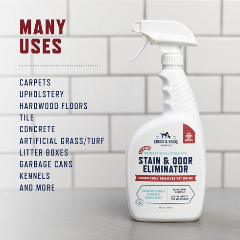 Rocco & Roxie Extreme Stain & Odor Eliminator, Enzymatic Cleaner for Pet Urine, Stain Remover Spray