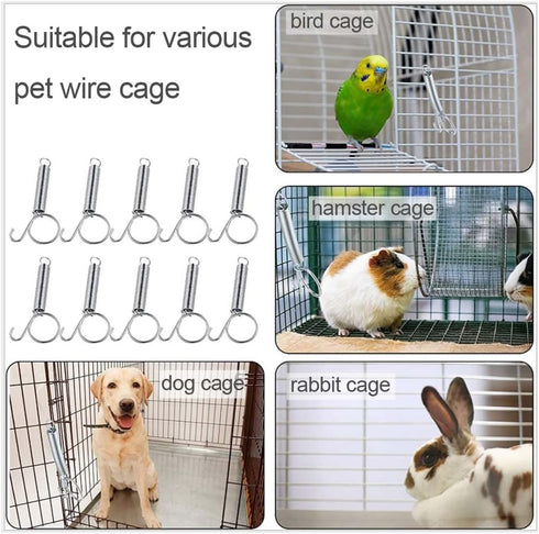 20Pcs Spring Door Latch for Cages, Metal Finger Spring Hooks, Multi-Functional Wire Cage Spring Latch for Pet Cage Door