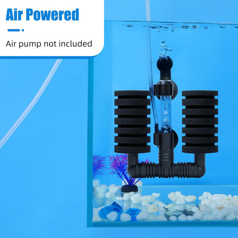 AQUANEAT Double Bio Sponge Filter, 1 Pack for Fry, Betta, Shrimp, Nano Aquarium Fish Tank (Small up to 20Gal)