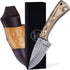YA FORGE 7-inch Hunting Knife, Hand-forged Damascus Steel Survival Knife, Pakka Wood Handle with Leather Sheath for