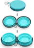 Collapsible Silicone Twin Dog Bowls with Zipper Case, 2 in 1 Portable Travel Dog Bowls