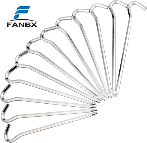 Tent Pegs - Aluminium Tent Stakes with Hook, 7’’ Hexagon Rod Stakes for Camping
