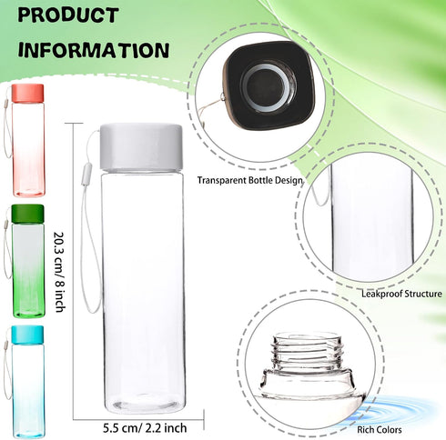 Faytark 16 17 oz Set 1) Pcs Plastic Water Bottle Bulk Leak-Proof Portable reusable Square Drink Water Bottles