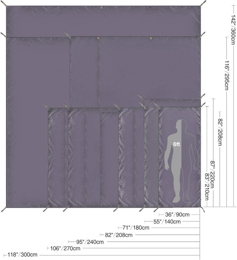 REDCAMP Lightweight Tent Footprint, 87"x55" Waterproof Camping Tarp for 1-2 Person Tent, Outdoor Hiking