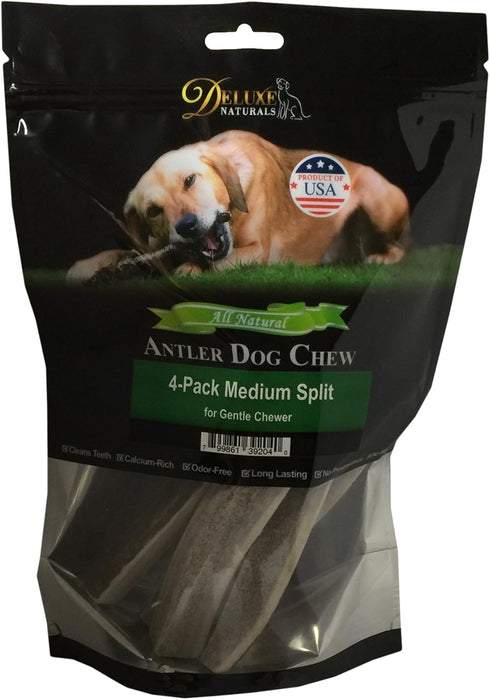 Elk Antler Dog Chews | Premium A-Grade Long-Lasting Chews from Naturally Shed Elk Antlers, Medium (Pack of 4)
