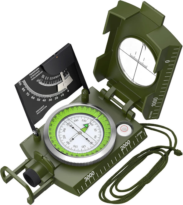 Proster IP65 Hiking Compass with Sighting Clinometer, Professional Military Waterproof Camping Compass with Carry Bag.