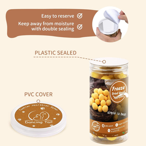 Freeze Dried Cat and Dog Treats: Limited Ingredient Quail Egg Yolk Healthy Snacks for Training (4.6 Ounce)