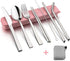 HaWare 9-Piece Portable Travel Silverware Utensils with Case, Stainless Steel Flatware Set for Camping Office School Lunch, Reusable Cutlery Including Knife Fork Spoon, Dishwasher Safe(Pink) by HaWare