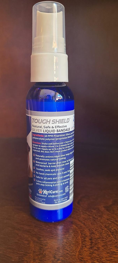 Tough Shield Silver Liquid Bandage Wound Spray for Dogs, Cats & Small Pets - 2oz First Aid Solution