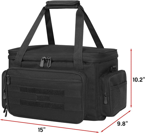 ORKELS Gun Range Bag for 4 Handguns and Ammo, Pistol Shooting Bag with Magazine Slots
