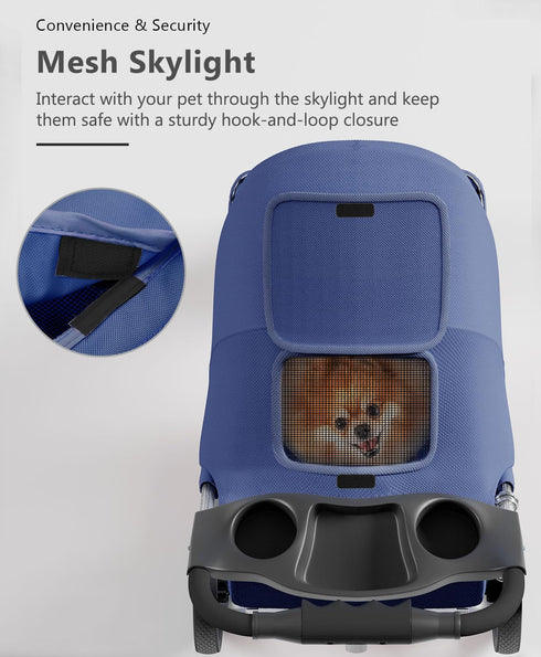 3 OS MOTOR Pet Stroller with Wheels for Small/Medium Pets, Portable Travel Foldable Carrier Jogger for Dog Cat Puppy