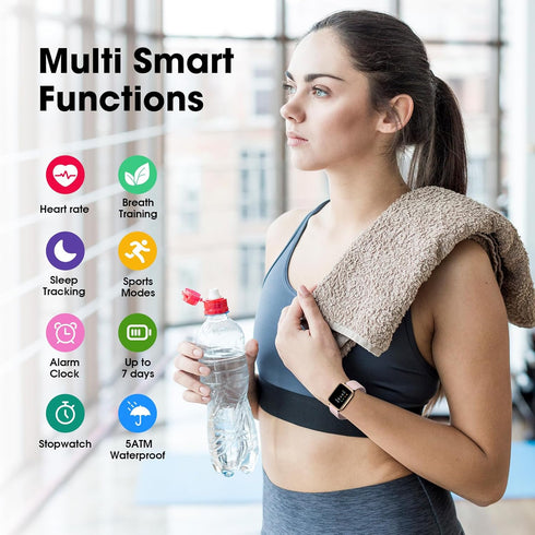 Fitness Tracker Watch - Heart Rate Monitor, Activity Tracker with Pedometer, 5ATM Waterproof Smart Watch for Health