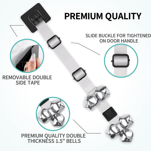 Dog Bells to Go Outside - Premium Quality Adjustable Dog Door Bell, Buckle Attached for Doorknob or Anywhere