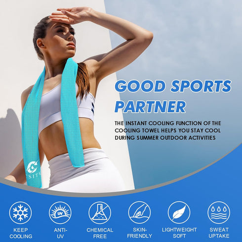 8 Pack (47"x12") CSITE Cooling Towels for Neck and Face Bulk, Ice Towel for Hot Weather, Soft Breathable Chilly Gym