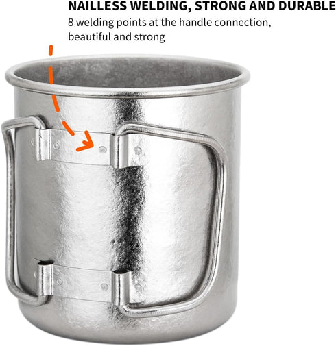 TiTo Titanium Cup with Lid, Ultralight Portable 300ml Camping Tea Coffee Water Mug for Outdoor Backpacking Hiking
