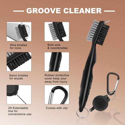 Golf Accessories for Men Women, Gifts with Leather Case, Golf Brush, Balls, Tees, Ball Clamp, Divot Tool
