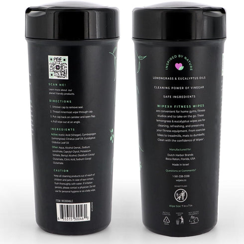 Wipex Fitness Equipment Wipes, Gym Wipes for Equipment, Yoga Mat Cleaner, 75 Natural Wipes per Canister