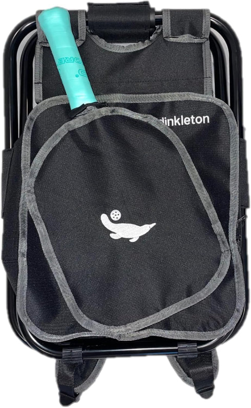 Generic 2 1 in Pickleball Bag and Foldable Chair, Adjustable Bag with Foldable Chair, Paddle Pocket, Compartment