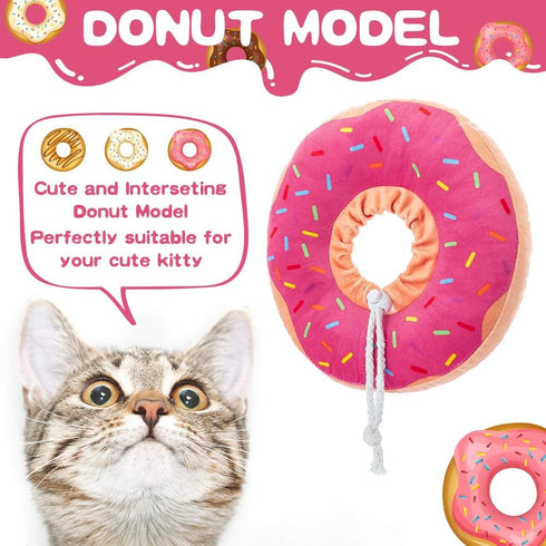 BINGPET Cute Donut Recovery Collar for Cats and Puppies, Soft Adjustable Protective E Collar After Surgery