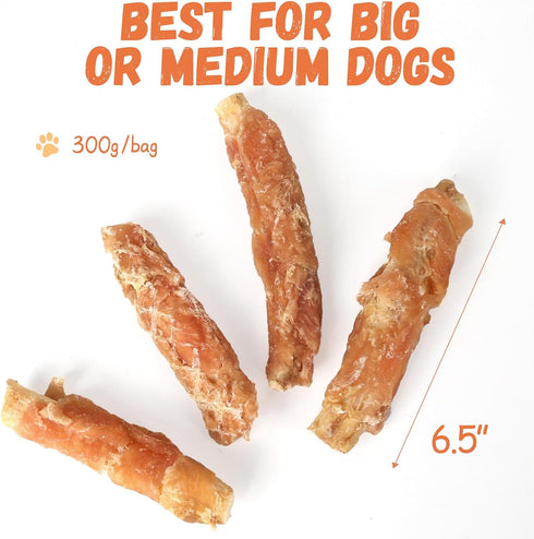 Natural Dog Treats, Chicken Wrapped Beef Cartilage Dog Treat Long-Lasting High Protein Training Treats for Small Medium Large Satisfies Dog's Urge to Chew 12-13 Counts