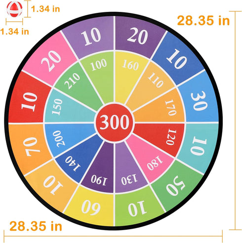 Accmor 29" 3 4 5 6 7 8 9 10 11 12 Large Dart Board for Kids, Kids Dart Board with Sticky Balls, Backyard Outdoor Games