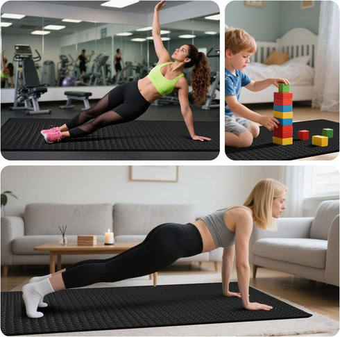 BierBear 4x6ft 10mm Gym Floor Mat Thick - Large TPE/NPE Foam Workout Mat for Home Gym, Garage Floor, Yoga & Exercise