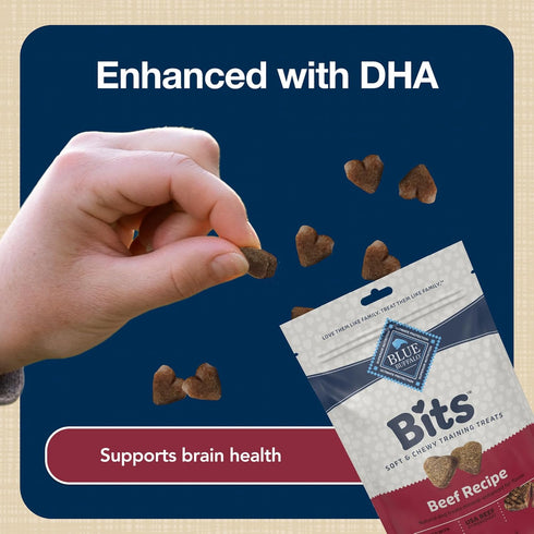 Blue Buffalo Bits Soft Dog Treats for Training, Natural Ingredients & Enhanced with DHA, Beef Recipe