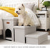 Dog Stairs for High Beds, Folding Pet Steps 17.5"H for Small Medium Large Dogs, Beige Gray with Storage