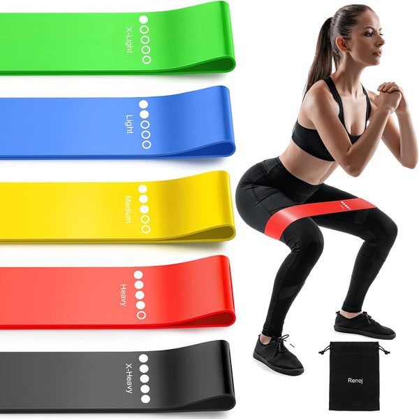 Resistance Bands, 5 Set Exercise Workout Bands for Women and Men, Stretch Bands for Booty and Legs