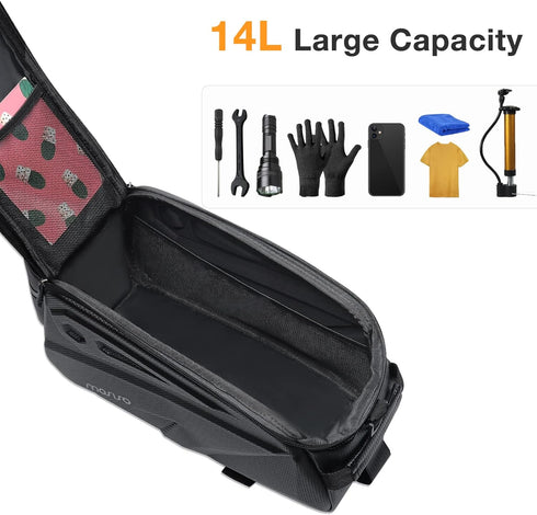 MOSISO Bike Rack Bag, Waterproof Bicycle Trunk Bag, 14L EVA Mountain Bike Rear Seat Bag with Shoulder Strap, Black